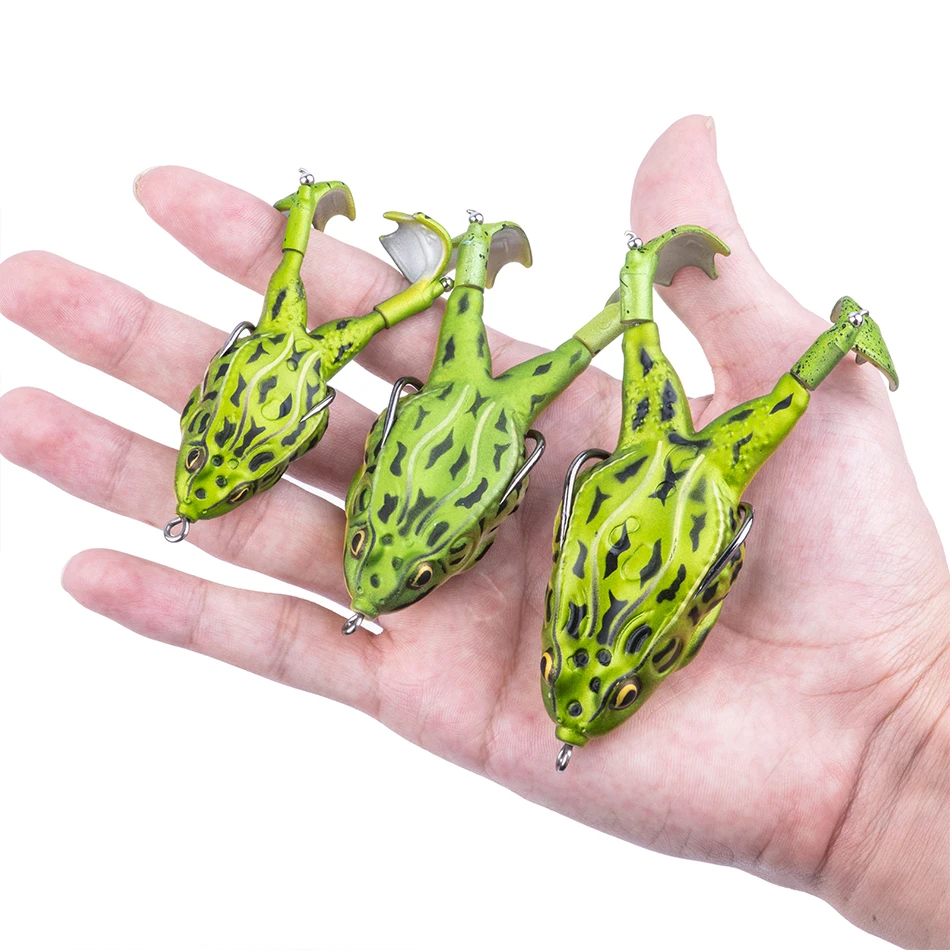 Frog Soft Bait Lure Fishing Tackle Weights 8.4-16.6g Rotating Silicone Double Hooks Bait Floating Topwater Lures Pesca Pike Fish