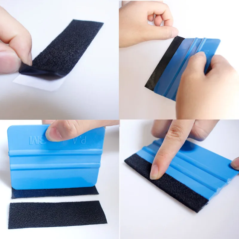 10pcs Black Cloth 10x3cm 10x5cm Fabric Replaceable Felt With Self Adhesive Glue For 3M Squeegee Car Vinyl Film Wrapping Scraper