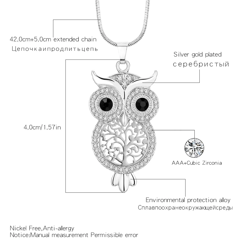 Goth Owl Tree of Life Pendant Necklace For Women\'s Neck Chain Cubic Zircon Choker Necklace Jewelry Christmas Party Gift 2021 New