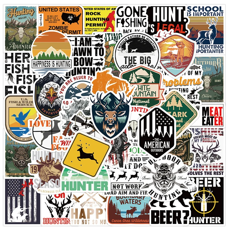 50Pcs/Lot Wholesale Go Hunting Stickers For Luggage Skateboard Laptop Notebook Car Decals Kids Gifts Dropshipping