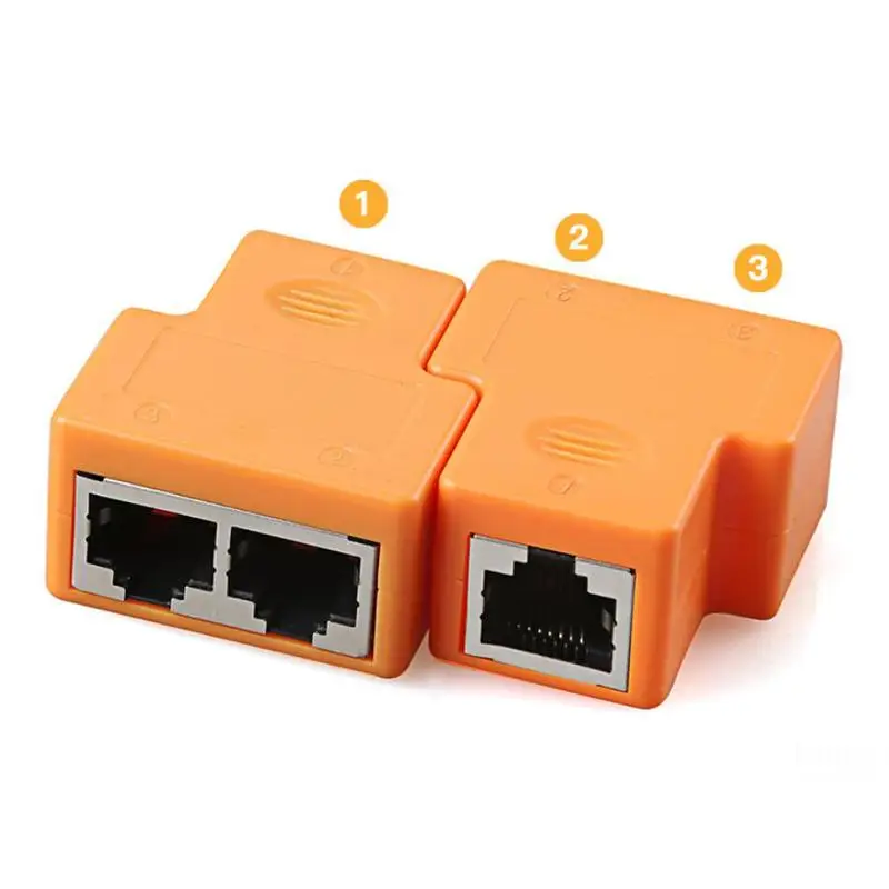 Adaptador de cabo ethernet, extensor e duplicador de cabo lan para conexão de cabo de internet, 1 entrada e 2 saídas, acoplador rj45, 2 peças
