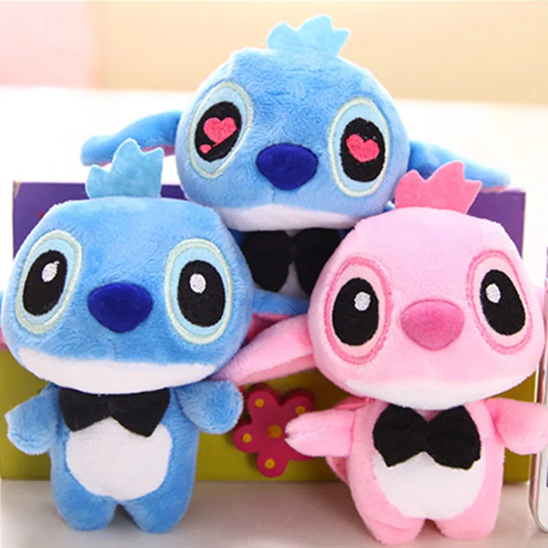 Lilo Stitch Plush Doll Keychain Big Eye Pink Blue Stitch Soft Stuffed Plush Toys Wedding Decoration Pendant Kids Gift