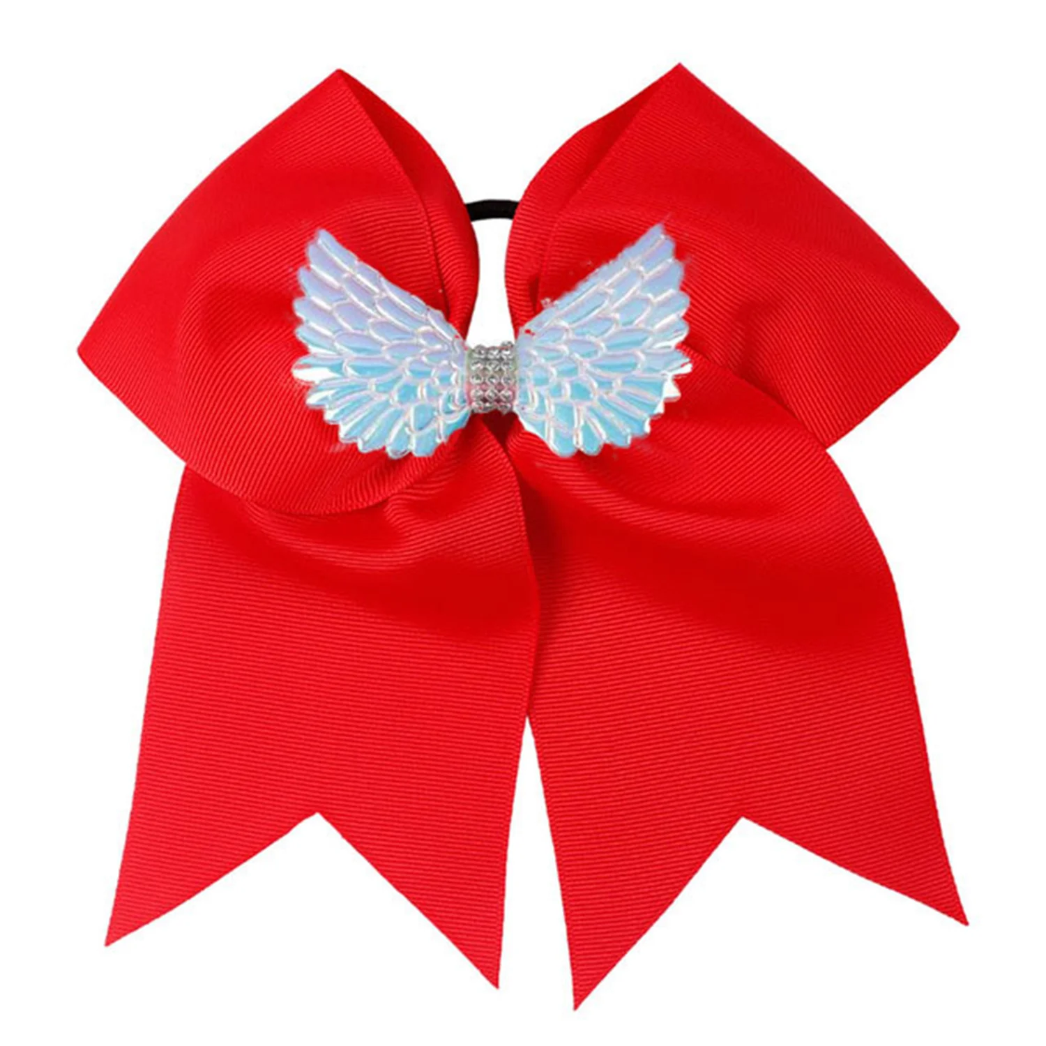 NEW 7inch angel  wings  Hair Bow Girls Solid Cheer Bow With Elastic Band Cheerleader Hair Bands For Kids Hair Accessories