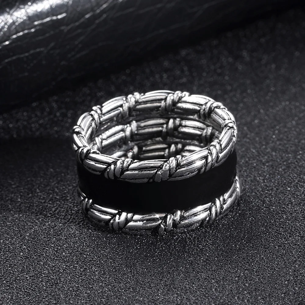 Ancient Silver color Infinity Buddha Ring Eternity Man Black Dripping Oil Ring Charms Best Friend Gift Symbol Rings for Women