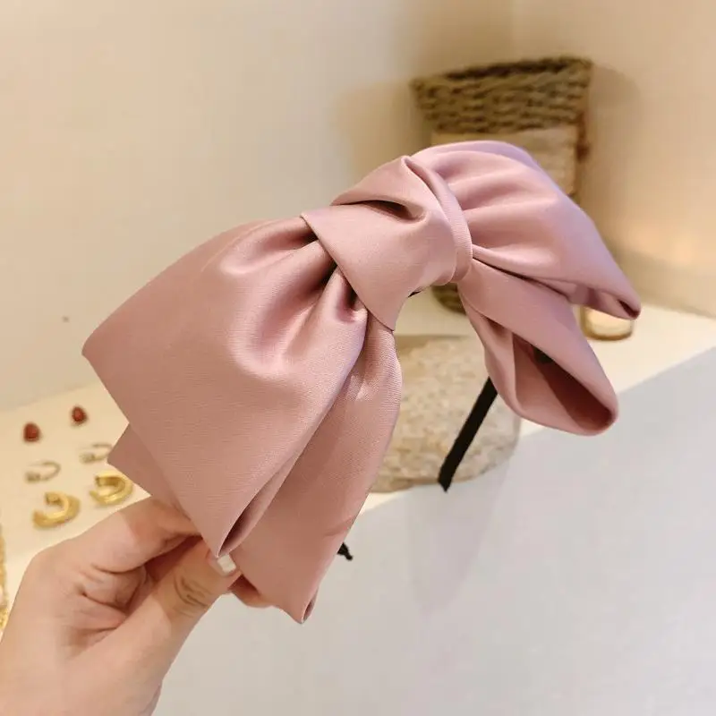 New Hair Bands For Girl Bow Bezel Headband Fashion Hair Hoop Retro Headdress Simple Solid Color Hairband Korean Hair Accessories