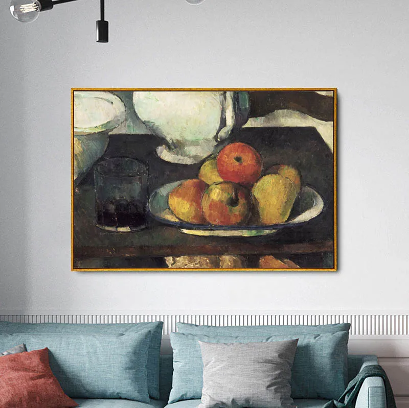 Paul Cezanne Old Famous Master Artist Still Life Rum with Fruits Canvas Painting Poster and Print for Room Decor Wall Art