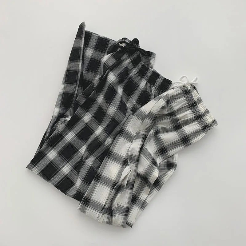 Cheap wholesale 2021 spring summer new fashion casual Popular long women Pants woman female OL wide leg  plaid pants Vy51121