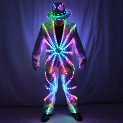 Traje LED a todo Color, ropa con luces luminosas para escenario, baile, espectáculo, armadura iluminada para Club nocturno