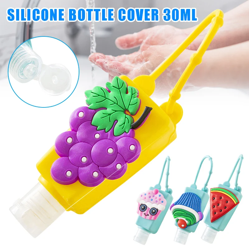 Hand Sanitizer Silicone Bottle Holder 30ml Cartoon Fruit Ice Cream Shape Water-Free Hand Sanitizer Bottle Holder SEC88