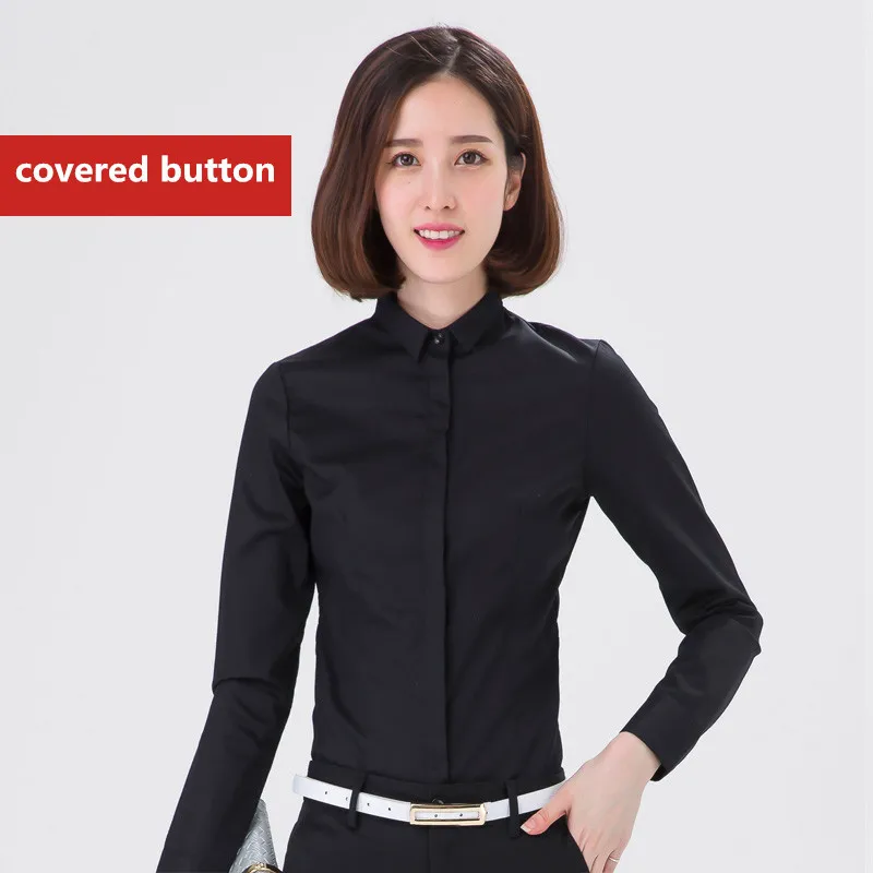 Winter Autumn 2023 Fashion Black Shirt Women Long-Sleeve Thick Slim Workwear OL Shirts Femme Plus Size Tops 5XL WXF603