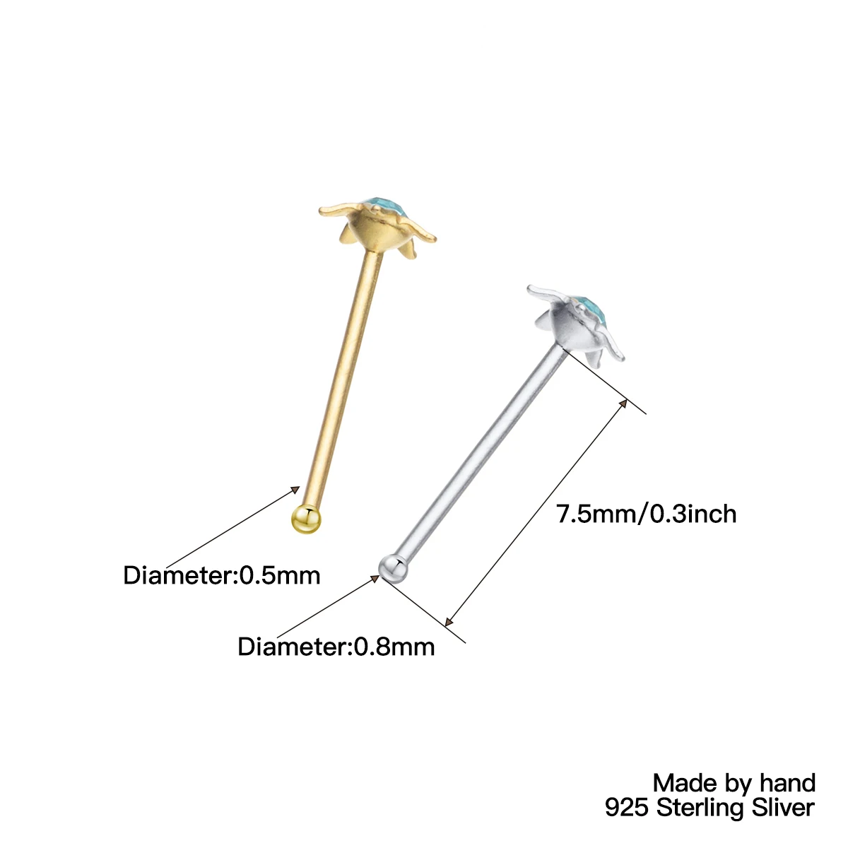 36Pcs 925 Sterling Silver Nose Piercing Jewelry Crystal Star Shape Pircing Nariz Percing Nez