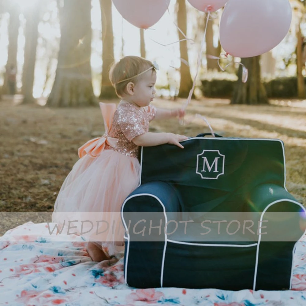 Robe rose à paillettes pour fille, tenue de bal, de noël, à manches courtes, pour enfant, pour 1 anniversaire, nouvelle collection 2022