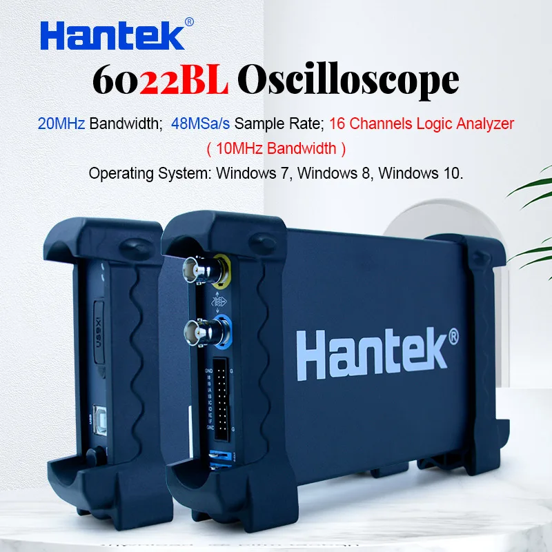 

Hantek Digital PC USB Oscilloscope 6022BL 2 Channels 20MHz Bandwidth 48MSa/s Sample Rate 16 Channels Logic Analyzer original