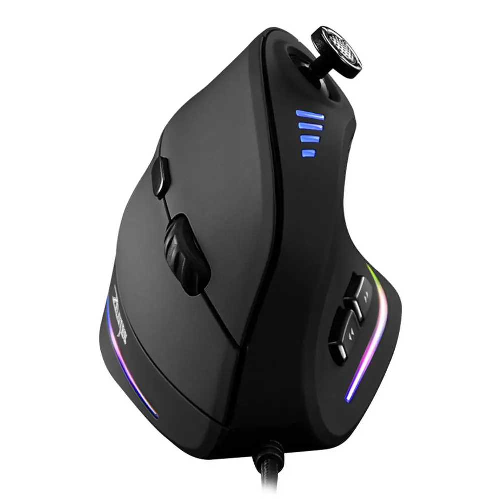 สำหรับ ZELOTES เมาส์สำหรับเล่นเกมแนวตั้ง USB แบบมีสาย RGB Optical Mouse 11ปุ่ม10000 DPI Ergonomic Gamer Mice
