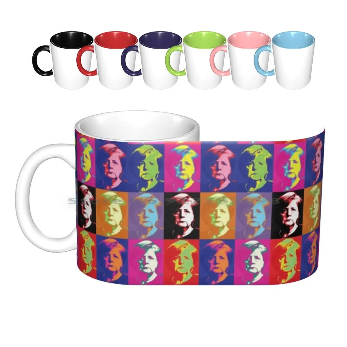 Popart Blast Ceramic Mugs Coffee Cups Milk Tea Mug Pop Art Merkel Chancellor Germany German Chancellor Merkel Merkel For