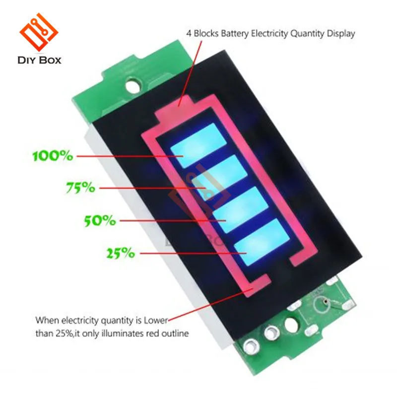 1S/2S/3S/4S/6S/7S 12V 18650 Li-po Li-ion Lithium Battery Capacity Indicator Voltmeter Power Tester Blue Green LED Display Panel