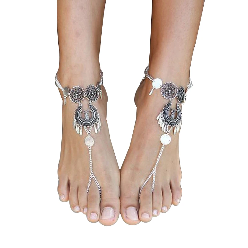 Bohemian Vintage Disc Foot Chain Anklets For Women Fashion Leg Chain Beach Barefoot Anklet Foot Jewelry