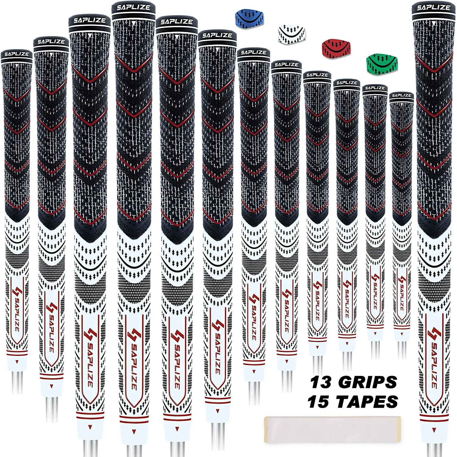 

SAPLIZE Golf Grips, 13 Grips with 15 Free Tapes or 13 Grips with Full Regripping Kit, MultiCompound Hybrid Golf Club Grips