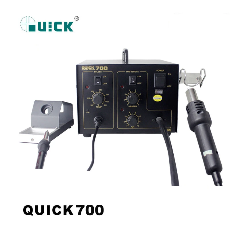 Original Quick 700 2in 1 Diaphragm Pump Hot Air Soldering BGA Rework Station for PCB constant temperature solder station