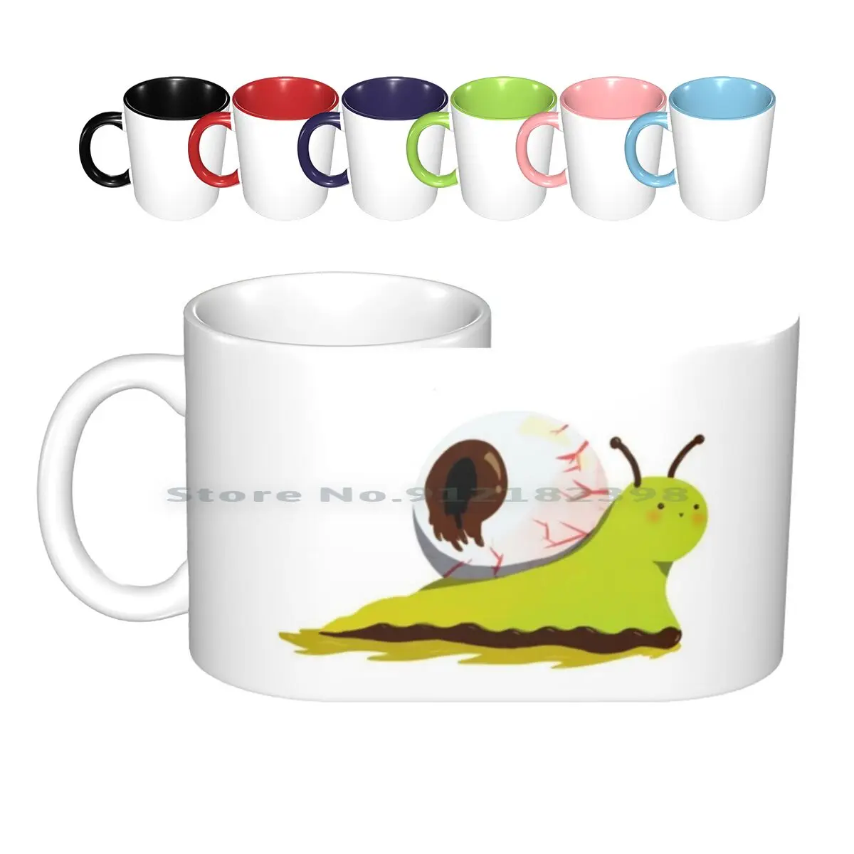 Snail Ceramic Mugs Coffee Cups Milk Tea Mug Eye Eyeball Snail Bug Animal Trippy Weird Cool Cute Cartoon Parasyte Creative