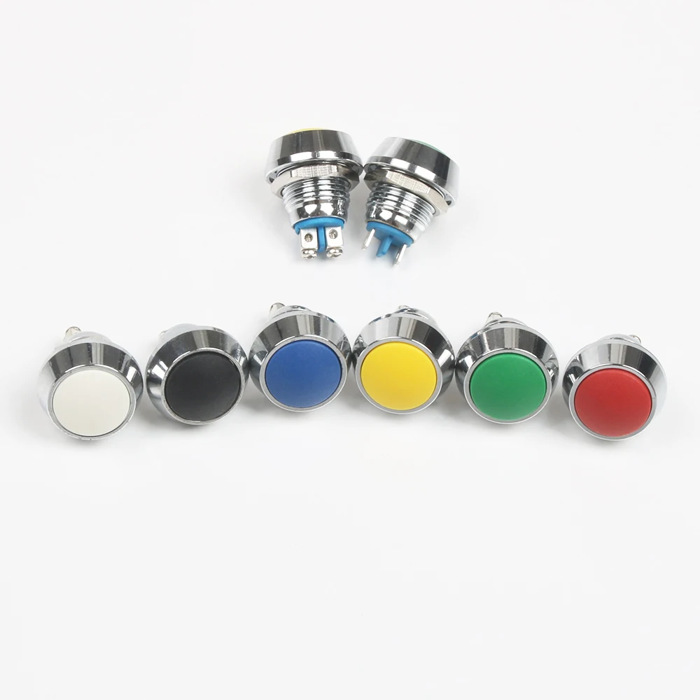 12mm waterproof Momentary 1NO domed push button switch pin/screw terminal reset button Alumina black button on-off micro switch