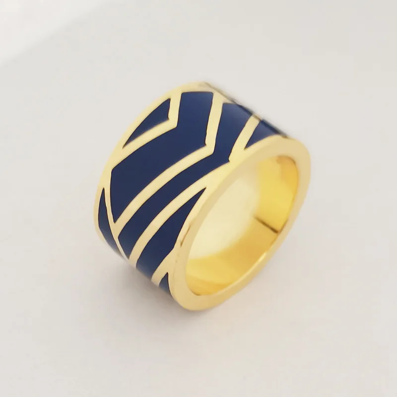 ثقافة اللون وصول جديد غرامة العرقية الجمل نمط خواتم كبيرة للنساء الذهب اللون الفولاذ المقاوم للصدأ مجوهرات الحفلات العصرية #2