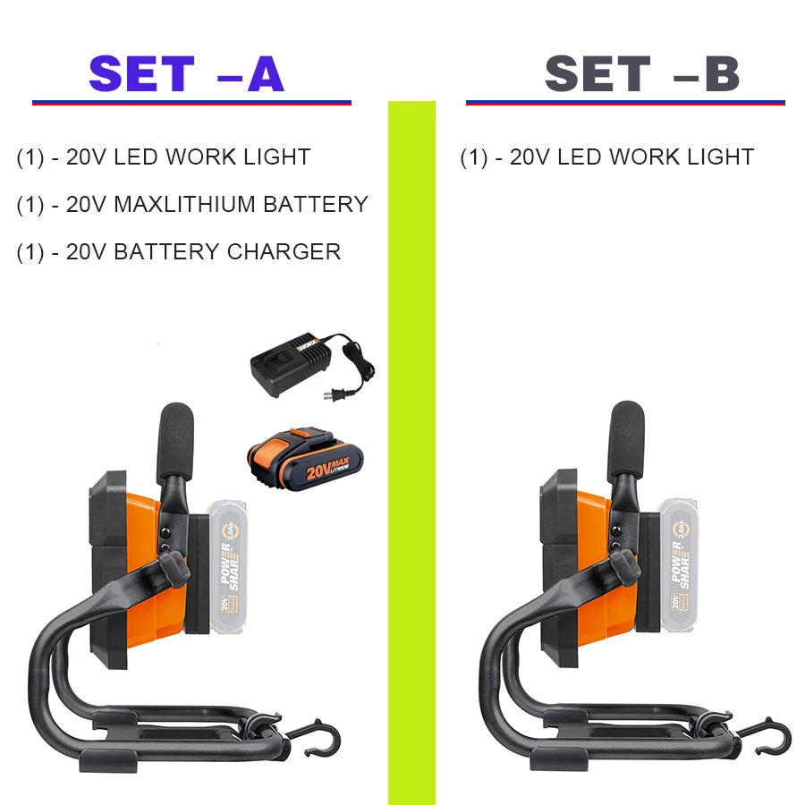 20V Telescopic LED flashlight ,WORX WX026 Multifunctional wireless portable spotlight