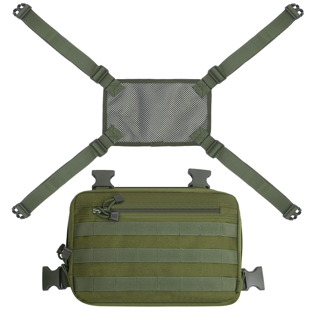 Tas dada taktis, rompi tempur tas depan luar ruangan Molle EDC ransel ritsleting tali dapat dilepas untuk berburu Airsoft