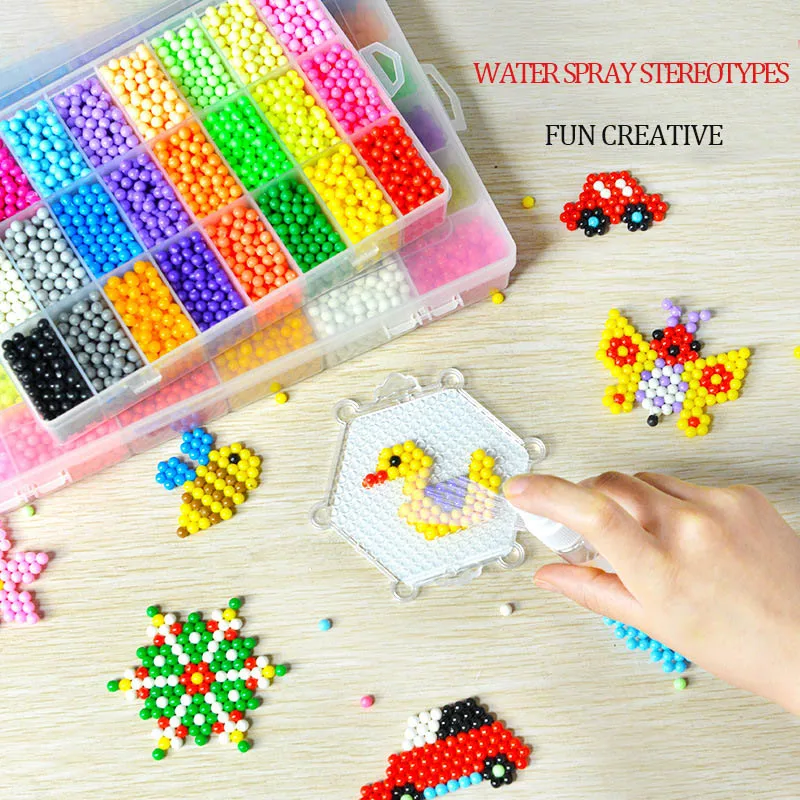 Spray beads puzzle Crystal color DIY beads water spray set ball games 3D puzzle handmade magic toys for children Girl gift