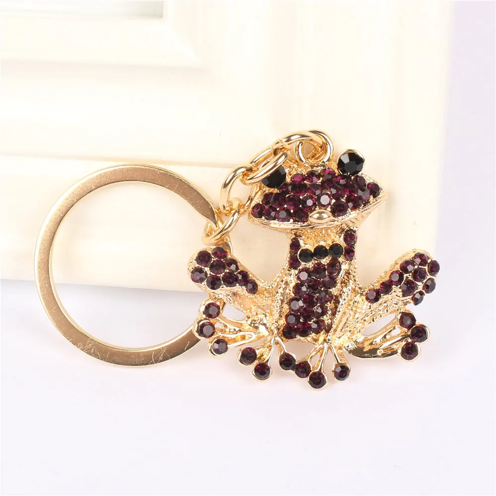 Mixed Color Frog Pendant Charm Rhinestone Crystal Purse Bag Keyring Key Chain Accessories Wedding Party Lover Friend Gift