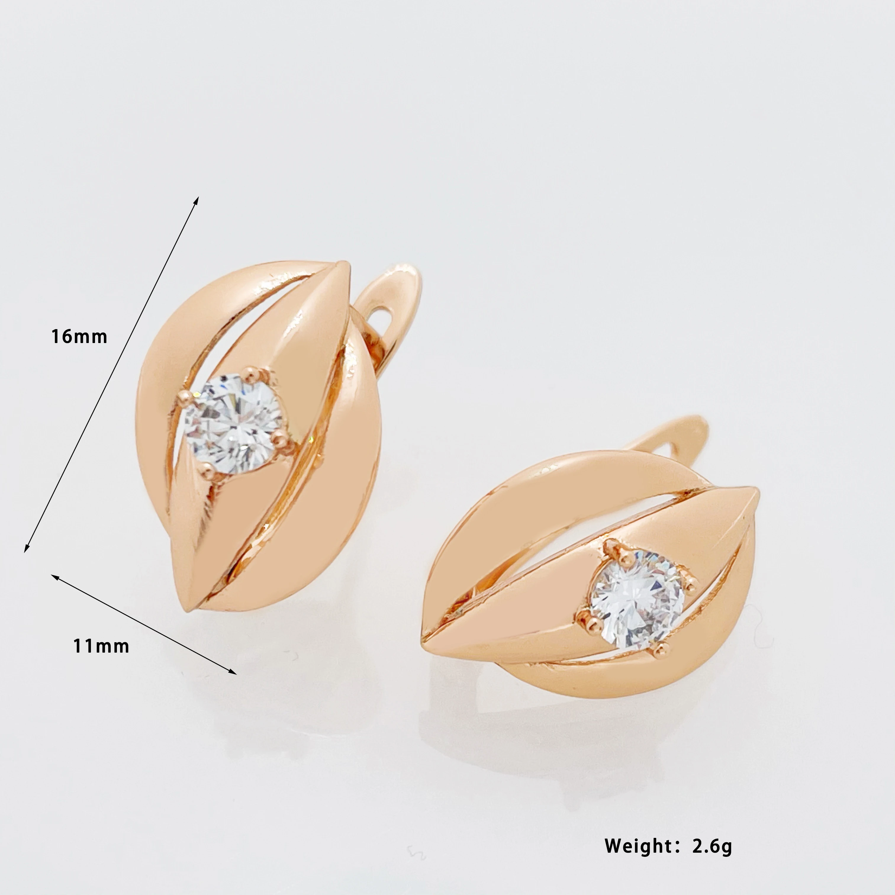 2021 جديد ليف شكل الطبيعية الزركون النساء أقراط 585 ارتفع الذهب اللون مكتب نمط مجوهرات الأزياء الأعلى