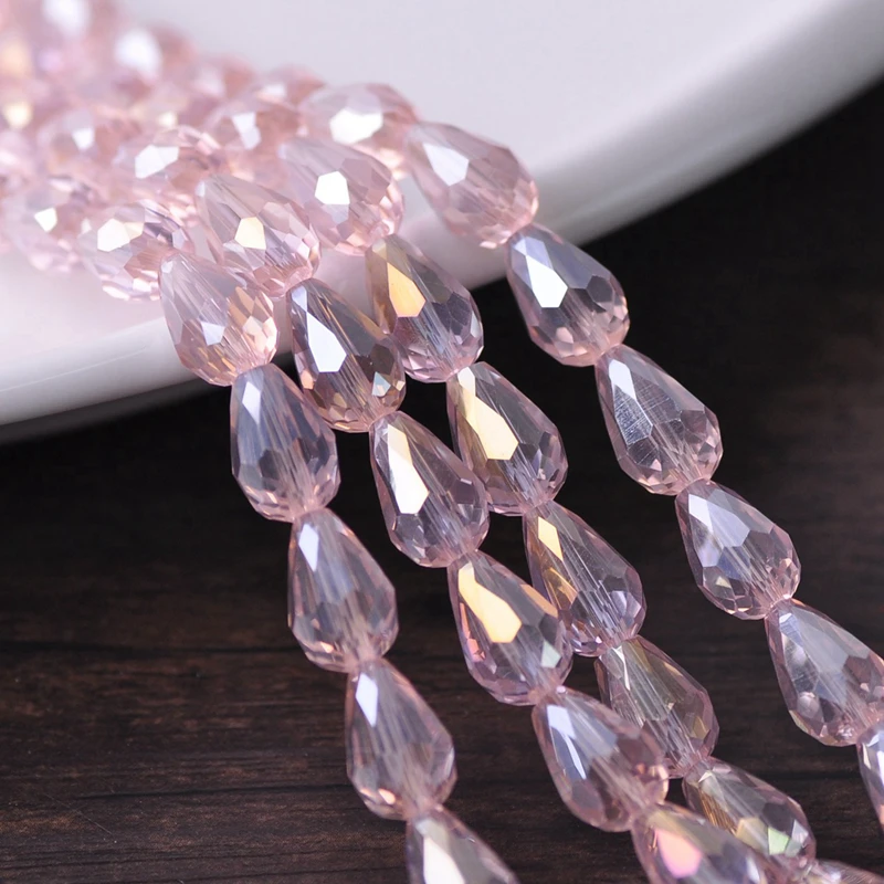 Teardrop Pear Shape Faceted AB Plated Crystal Glass 5x3 7x5 12x8mm 15x10mm 18x12mm Loose Crafts Beads for Jewelry Making DIY