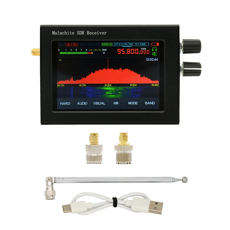 1.10D DSP1 50Khz-200MHz 2GHz SDR Radio Malahiteam DSP SDR Receiver + 3.5" touch LCD + Battery + Speaker + Case