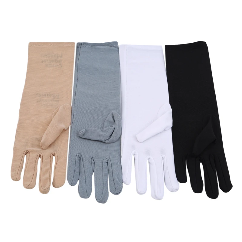 

Lady Medium-long Thin Elastic Etiquette Gloves Summer Women Sunscreen Embroidered Gloves Driving Car Accessories