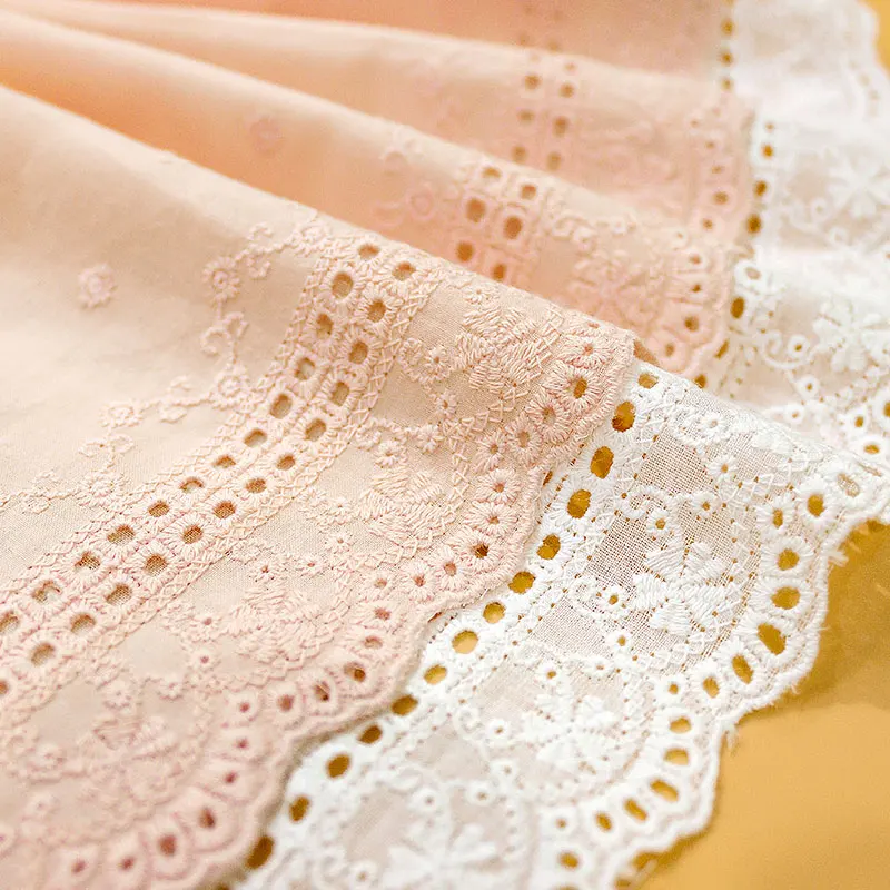 1Y 12 CM Wide Cotton Embroidery Lace Fabric Wave Cutout Lace Trim DIY Sewing Accessories