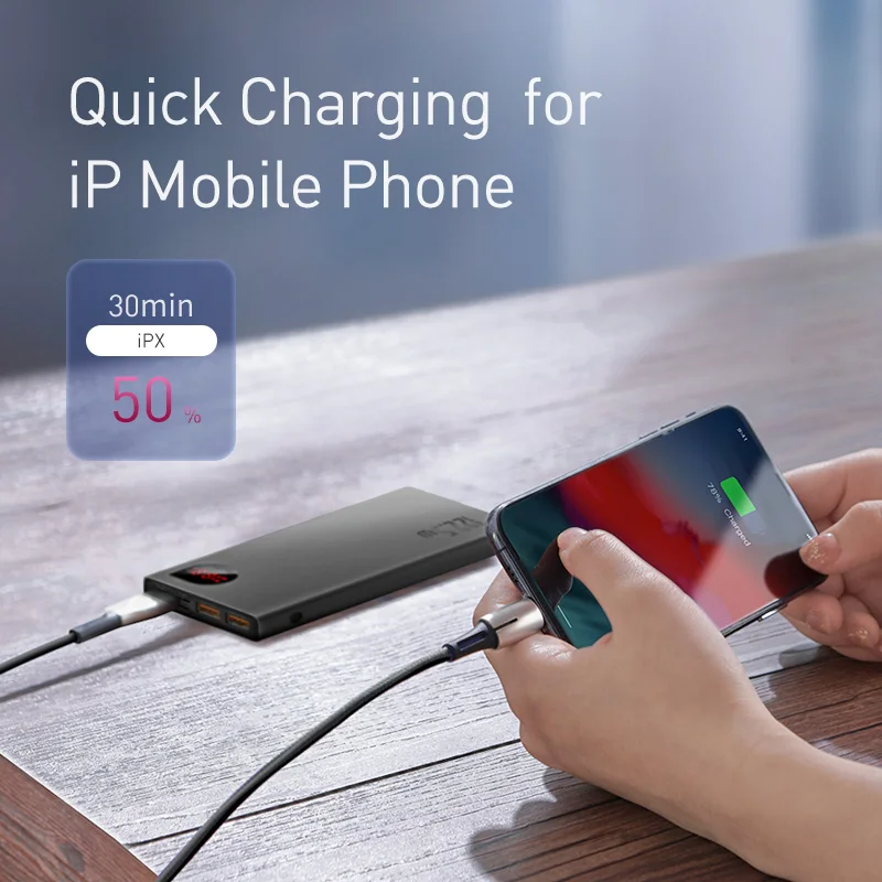 Baseus Power Bank 10000mAh with 20W PD Fast Charging Powerbank Portable Battery Charger PoverBank For iPhone 12Pro Xiaomi Huawei 2
