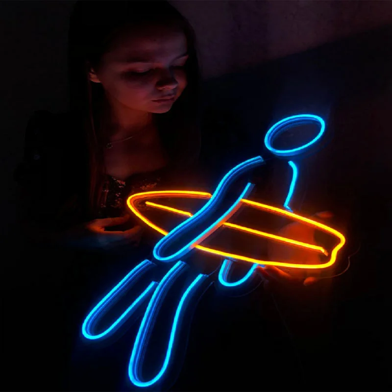 OHANEONK Custom Surfboard Neon Sign Light Billboard for Room Decor LED Wall Hanging Acrylic Decor Indoor 