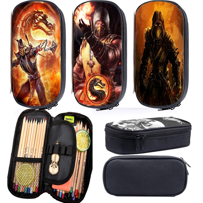 

Scorpion In Mortal Kombat X Mask Pencil Case Office School Pen Cases Gifts for Kids Stationery Multifunction Bag Pen Storage Bag