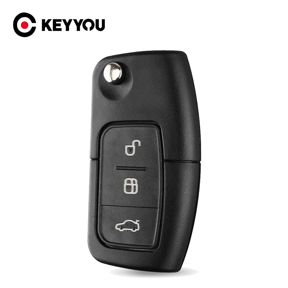 KEYYOU For Ford Focus Mondeo 2 3 Fiesta Max Ka chave Cover FO21 HU101 Uncut Blade Folding Car Key Shell Remote Fob Case