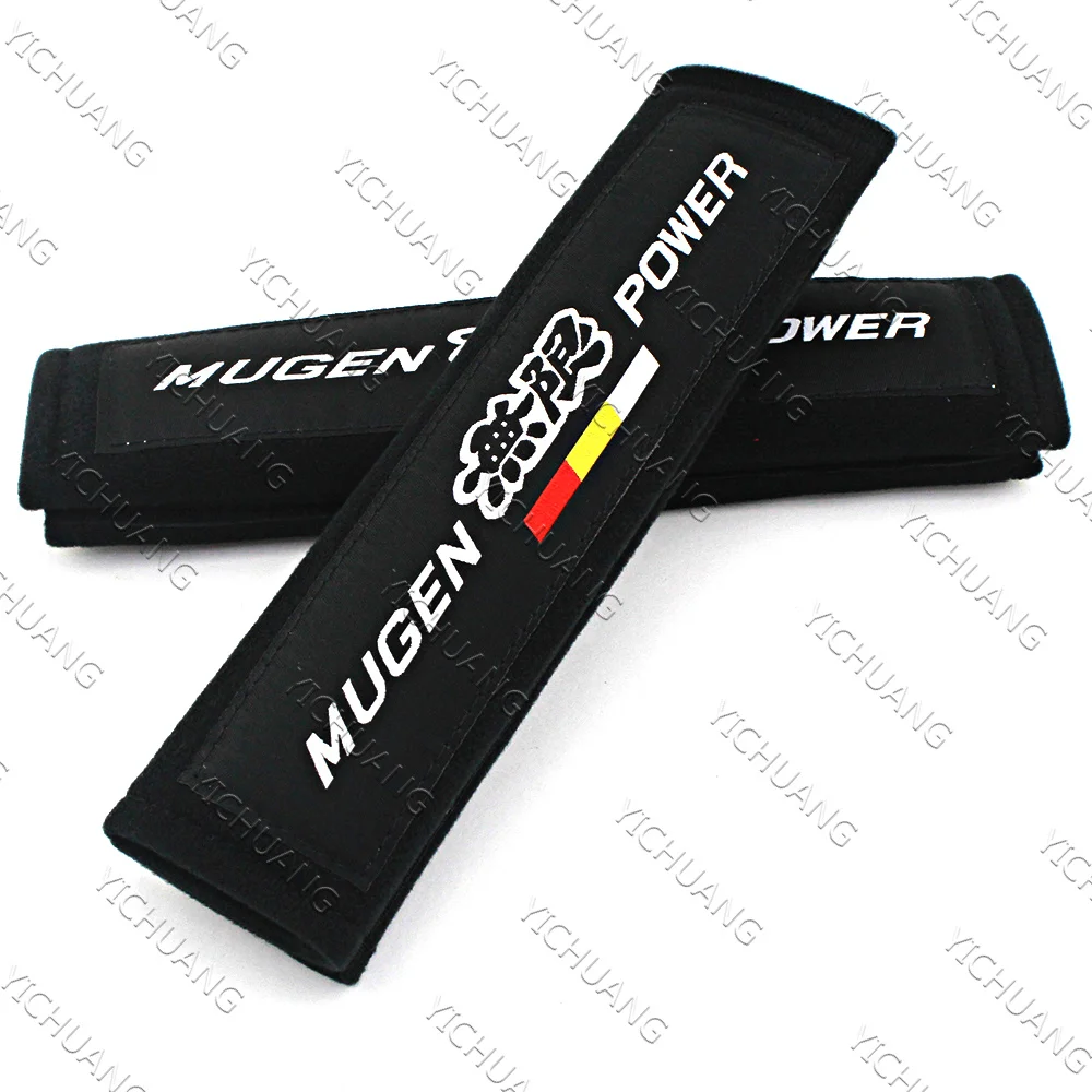 Universal Car Safety Seat Belt Pads Harness Shoulder Strap Cushion Cover Mugen Power Logo  for Honda