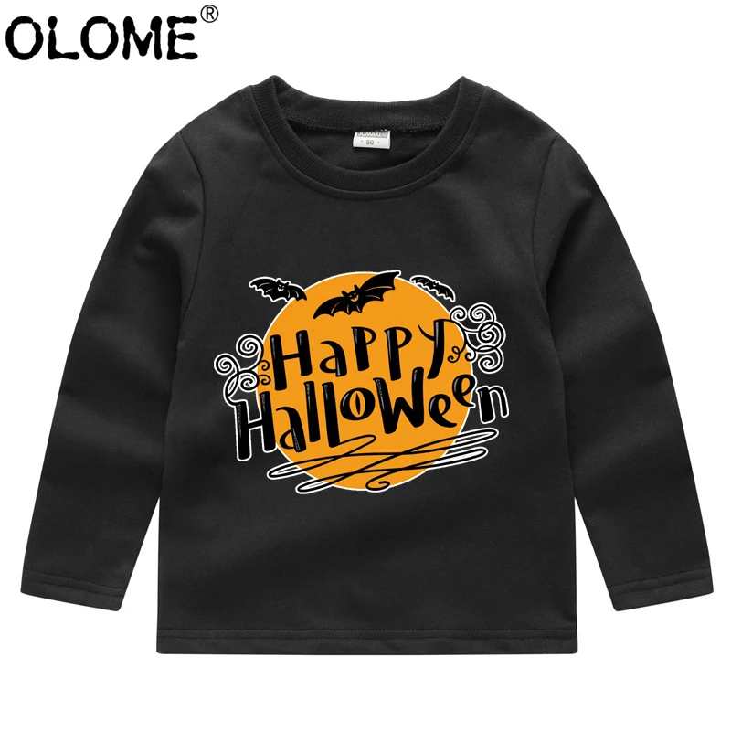 

Halloween Kids Sweatshirt Boys Long T shirt Girls All Hallow Eve Clothes Unisex Children Tops OLOME Holiday Toddler Sweatshirt