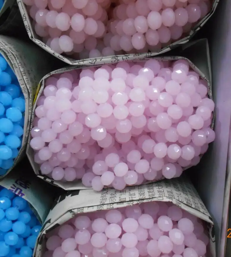 Solid Pink   Color 4*6mm 50pcs Rondelle Austria faceted Crystal Glass Beads Loose Spacer Beads for Jewelry Making