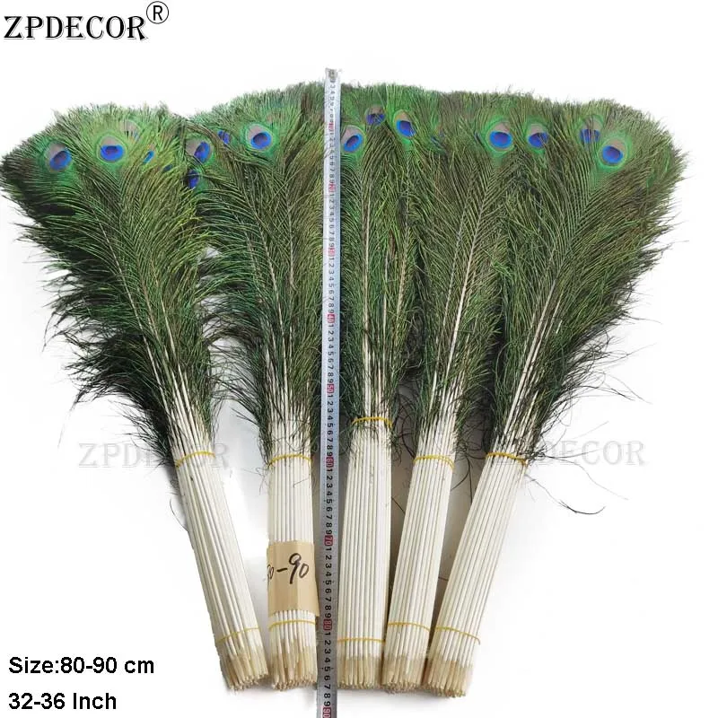 

ZPDECOR 80-90cm Natural Peacock Feathers for Carnival Decoration