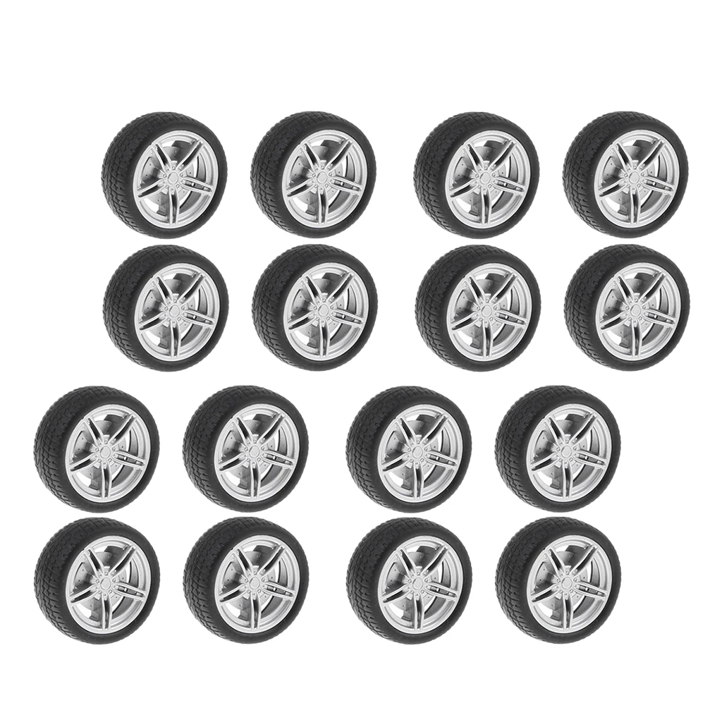 20pcs 30mm Rubber Tires + 5 Spoke Wheel Rim for Remote Control Racing Car