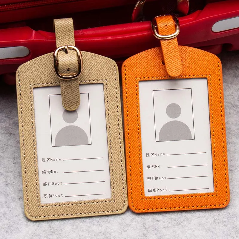 New PU Leather Suitcase Luggage Tag Label Bag Pendant Handbag Portable Travel Accessories Name ID Address Tags Photo bit