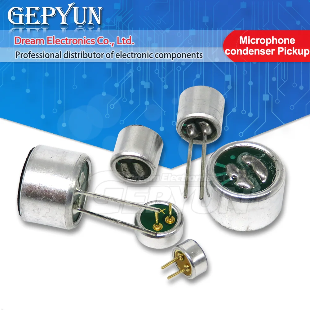 10 sztuk mikrofon 6x5/9x7/4,5x2,2/6x2,2mm MIC pojemnościowy mikrofon elektretowy Pickup 52DB 56DB z 2pinowymi akcesoriami MP3