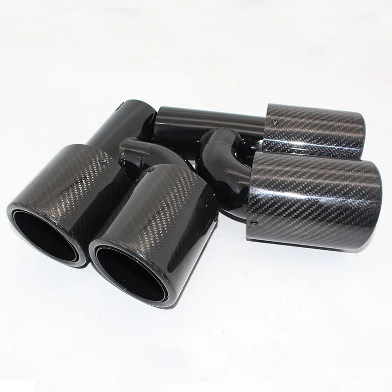 General 304 stainless steel black and light carbon fiber H type double exit crimped exhaust pipe for BMW E46 exhaust pipe