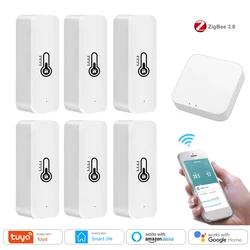 Tuya ZigBee Temperature Sensor Smart Home Real-time Monitoring Battery Powered Works With Alexa Google Home ZigBee Gateway