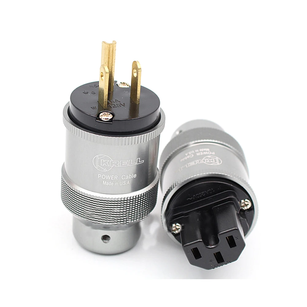 Pair Hi End Gold Plated US AC Power Plug HIFI Audio Grade Copper US plug & IEC DIY Power Cord Cable