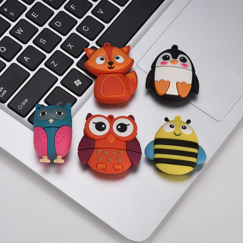 Cartoon Pendrive Owl Fox Bee USB flash drive lovely pen drive 4gb 8g 16gb 32gb 64gb animal pen drive memory stick